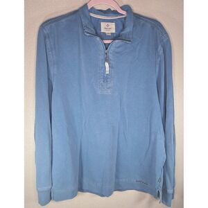 True Grit Quarter Zip Pullover Blue Long Sleeve Lyocell Blend Top Size Small